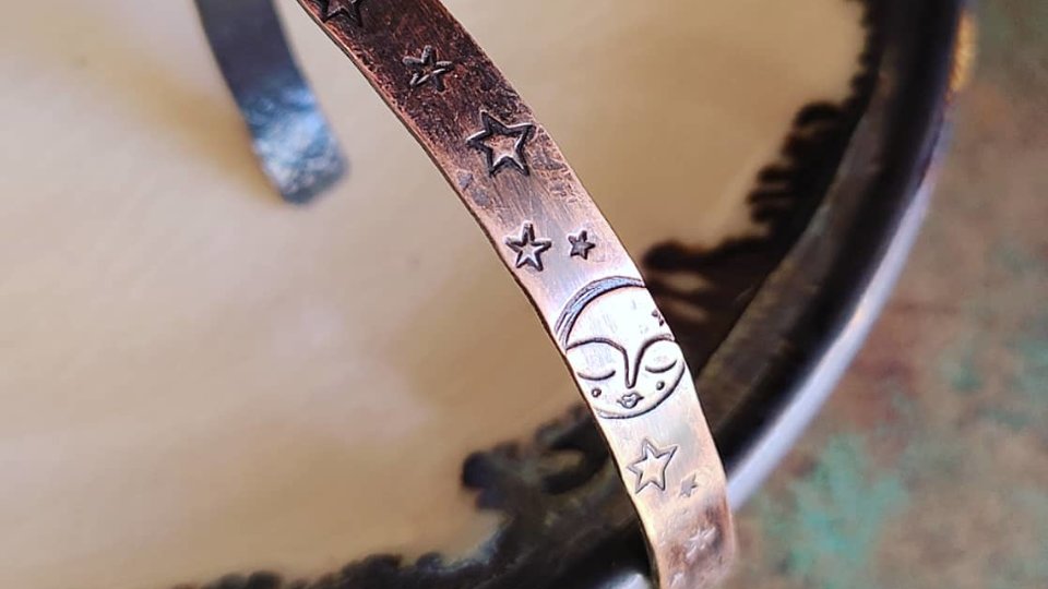 Sweetest Moon / Copper Cuff Bracelet