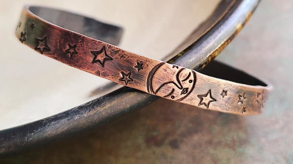 Sweetest Moon / Copper Cuff Bracelet