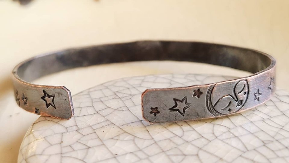 Sweetest Moon / Copper Cuff Bracelet