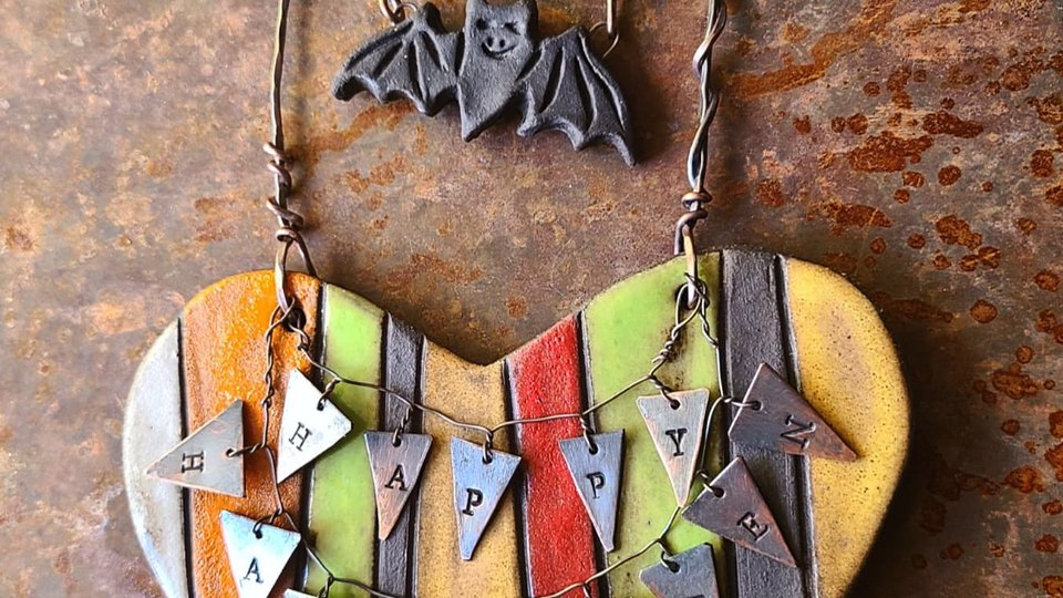 Reserved for Janet C./ Happy Halloween Mixed Media Ornament