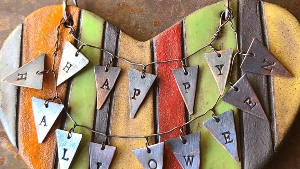 Reserved for Janet C./ Happy Halloween Mixed Media Ornament
