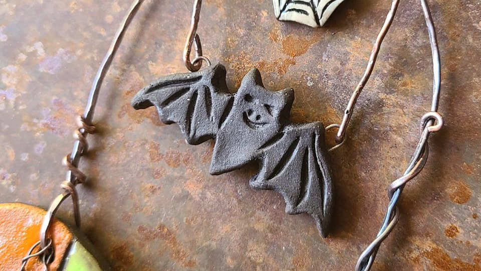 Reserved for Janet C./ Happy Halloween Mixed Media Ornament