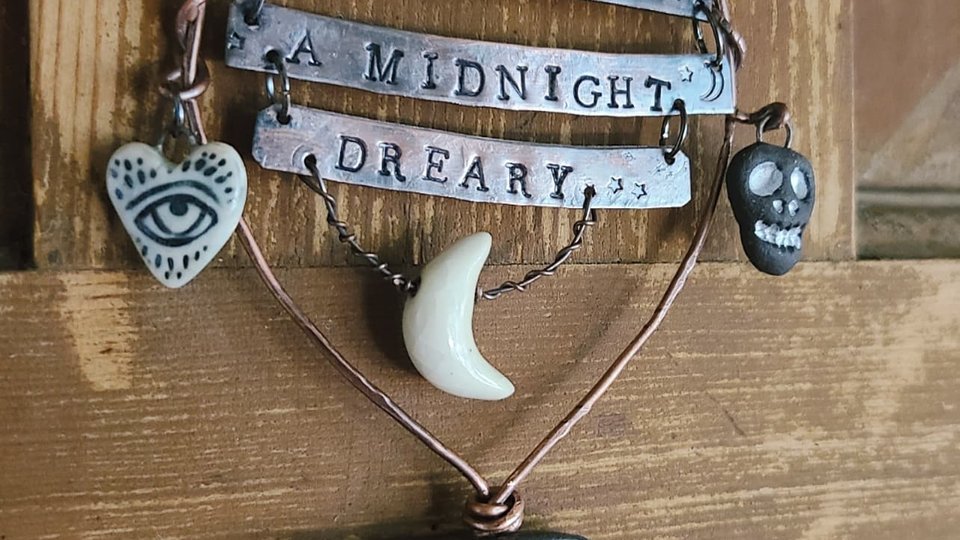 Reserved for Jenny O./ Once Upon A Midnight Dreary Mixed Media Ornament