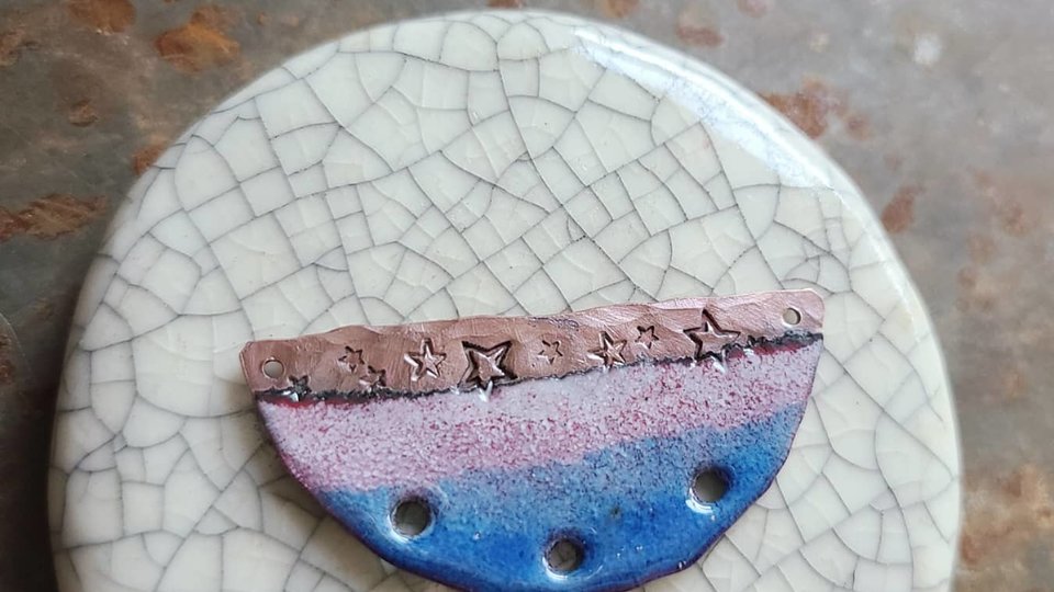 Evening / Enameled Copper Pendant