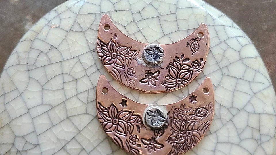 Joyful Bee / Copper and Sterling Charm/Link Set