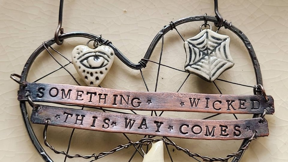Something Wicked / Ceramic & Copper Ornament