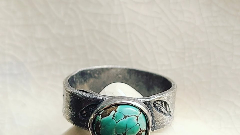 Blue Monday / Turquoise and Sterling Ring Adjustable