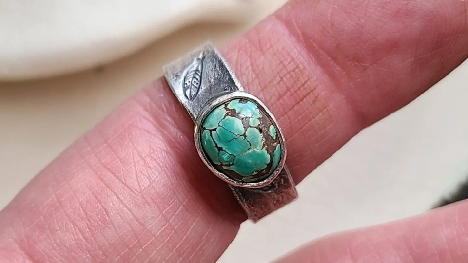Blue Monday / Turquoise and Sterling Ring Adjustable