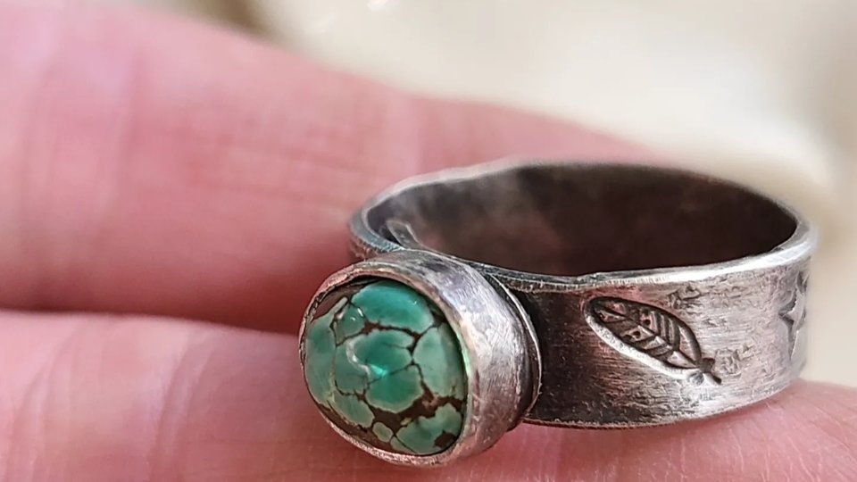 Blue Monday / Turquoise and Sterling Ring Adjustable