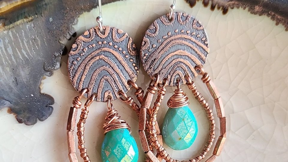 Reserved Sue-Lin T. / Copper and Amazonite Earrings