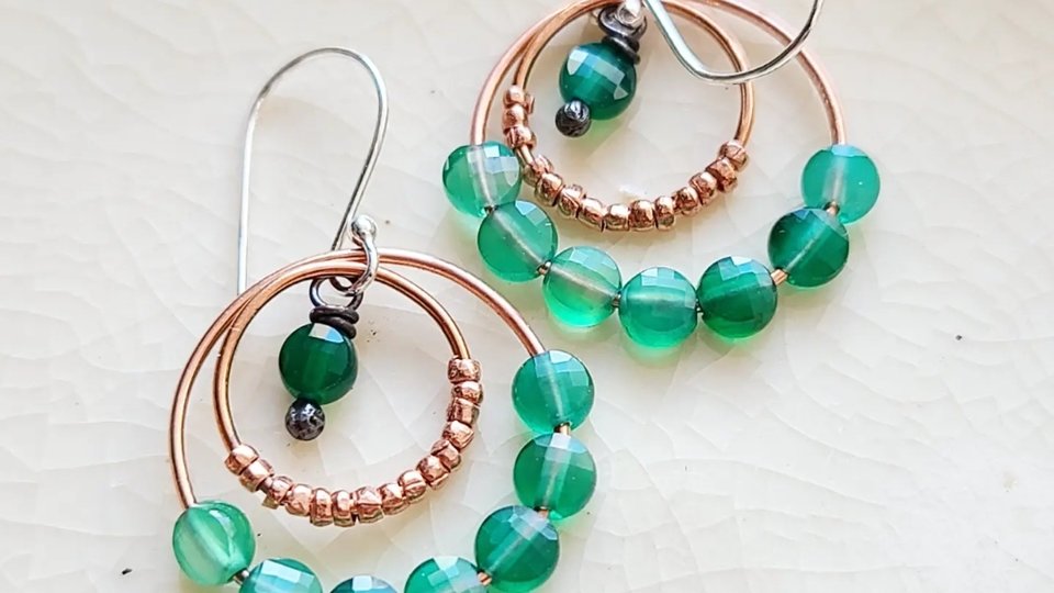 Reserved for Becky S. / Spring / Copper & Green Onyx Earrings