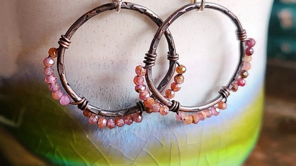 Reserved for Becky S / Ruby Skies / Copper & Ruby Earrings