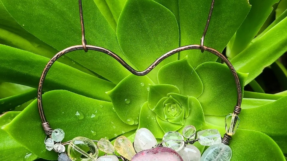 Reserved for Mary Ann / Gem Love / Copper and Gemstone Sun Catcher