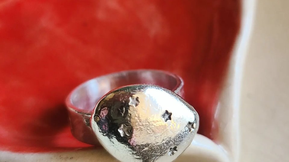 Starry Sky / Adjustable Silver Ring