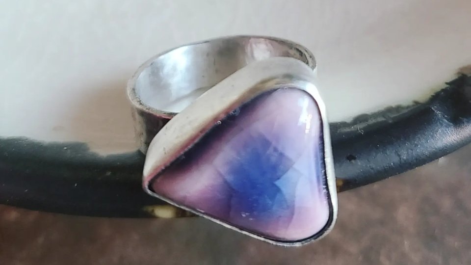Purple Heart / Adjustable Ceramic & Silver Ring