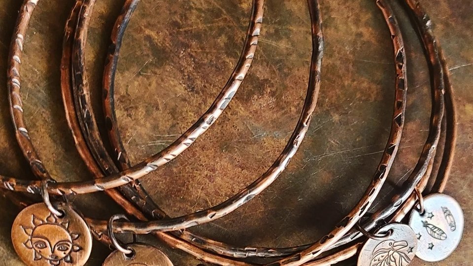 Copper Charm Bangle / Copper Bracelet