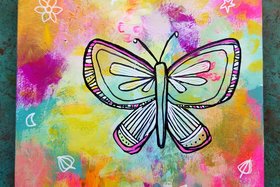 Butterfly Migration #2 / Mixed Media Painting