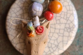 Unicorn Rainbow / Ceramic Pendant and Bead Set