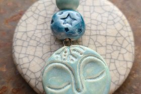 Winter Moon / Ceramic Pendant and Bead Set