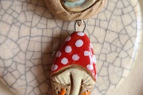 Mushroom Dream / Ceramic Pendant and Bead Set