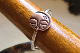 Mini Moon / Copper and Sterling Silver Ring Size 9 1/4