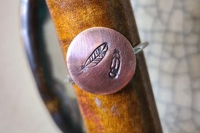 Feathers / Copper and Sterling Silver Ring Size 6