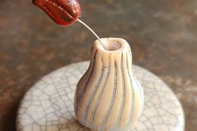 Tulip and Stripes / Ceramic Mini Vase & Flower