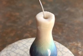 Blue Wave / Ceramic Mini Vase & Flower