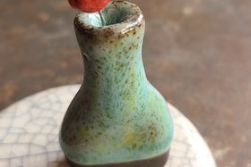 Deep Blue with Tulip / Ceramic Mini Vase & Flower
