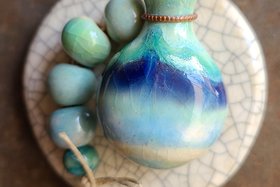 In the Water / Ceramic Pendant and Bead Set