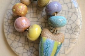 Rainbow Love / Ceramic Pendant and Bead Set