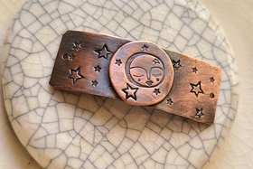 Moon and Stars / Copper Bracelet Bar