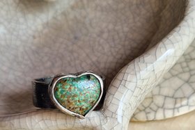 Reserved for Janet / Love Wins / Turquoise Heart and Sterling Ring Adjustable