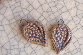 Paisley / Purple Ceramic Charm Pair