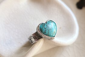 Heart Shaped World/ Sterling Silver and Turquoise Ring