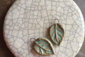 Green Leaf / Ceramic Earring Charms