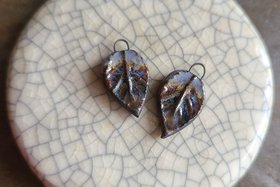 Midnight Leaf / Ceramic Earring Charms