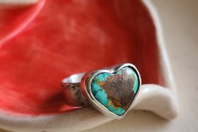 Reserved for Julie V / Love World / Adjustable Turquoise & Silver Ring