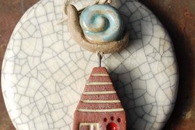 Little House / Ceramic Pendant and Bead Set