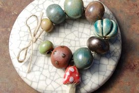 Forest Find / Ceramic Charm and Bead Set