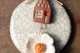 Ojai House / Ceramic Pendant and Bead Set