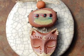 Fox / Ceramic Pendant and Bead Set