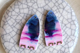 Indigo and Pink / Original Art on Metal Charms