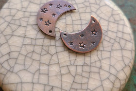 Moon and Stars / Stamped Copper Links