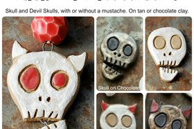 Talking Skulls / Ceramic Skull "Talking" Pendant
