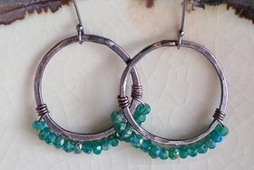 Secret Garden / Copper and Green Onyx Earrings