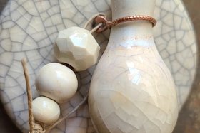 Crystal Clear / Ceramic Pendant and Bead Set