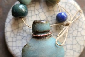 True Blue / Ceramic Pendant and Bead Set