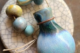 Waterfall / Ceramic Pendant and Bead Set