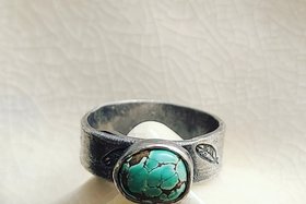 Blue Monday / Turquoise and Sterling Ring Adjustable